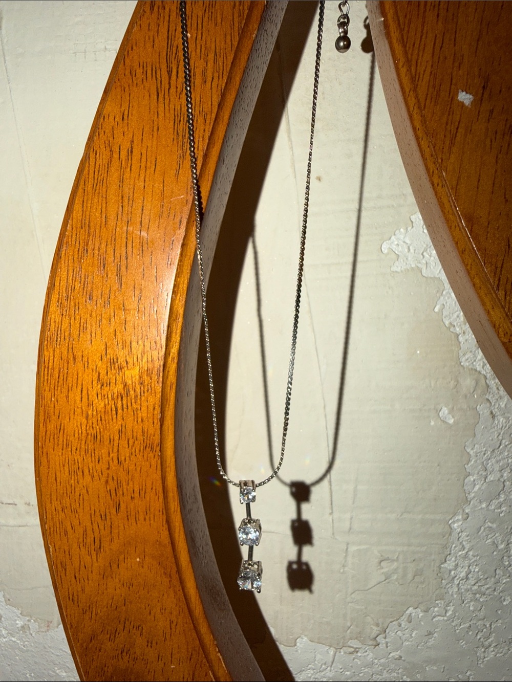 Sterling Silver Clear CZ Drop Necklace - Silver
